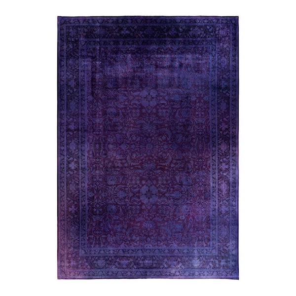 Overdyed Purple 12 ft. x 18 ft. Solid Wool Indoor Area Rug
