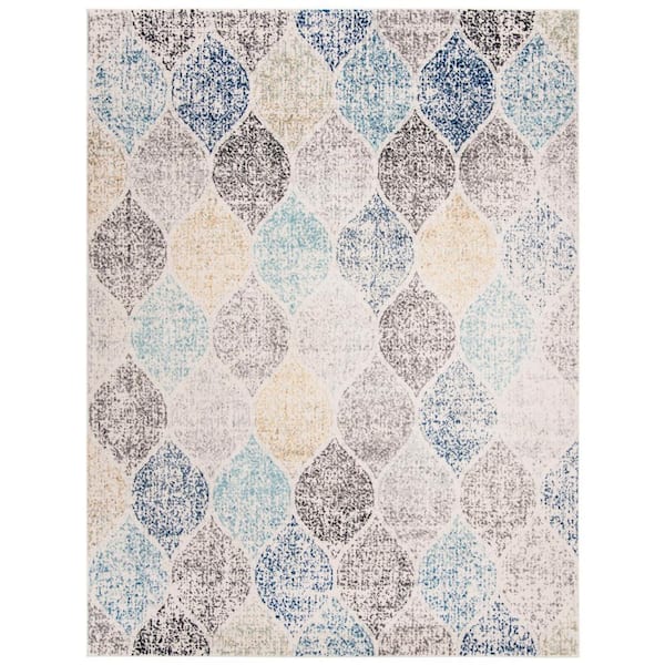 SAFAVIEH Madison Ivory/Blue 8 ft. x 10 ft. Medallion Area Rug