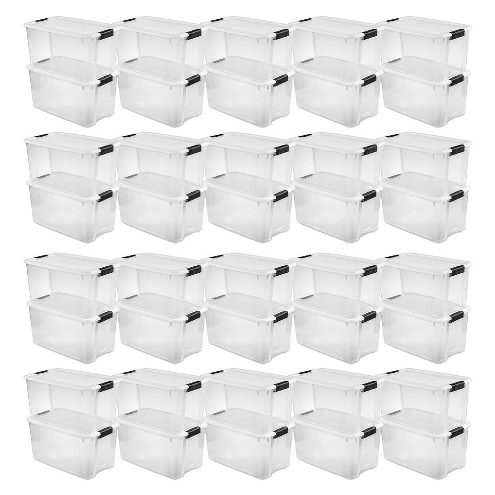 70 qt. Plastic XL Stacking Storage Container Boxes in Clear, 40-Pack