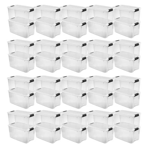Sterilite 70 qt. Plastic XL Stacking Storage Container Boxes in Clear, 40-Pack