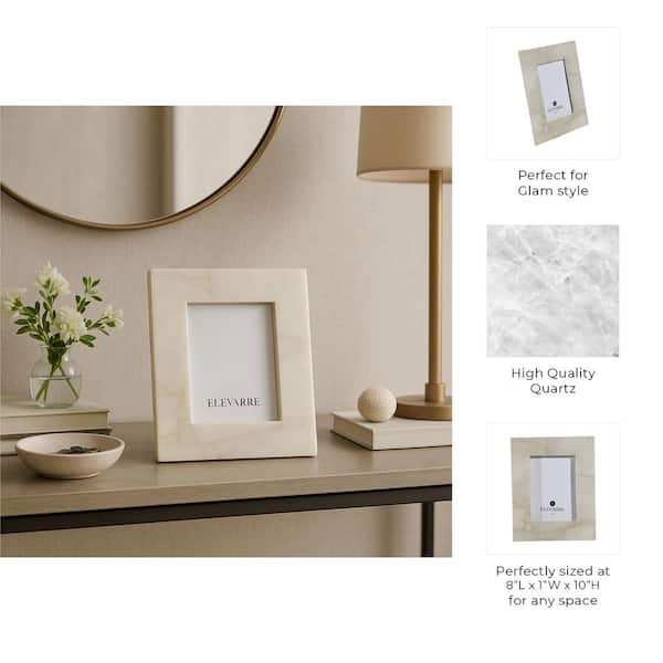 Liv & Skye 5 in. x 7 in. White/Ivory Stone and Wood Decorative