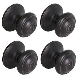 Madrid Aged Bronze Bed and Bath Door Knob (4-Pack)