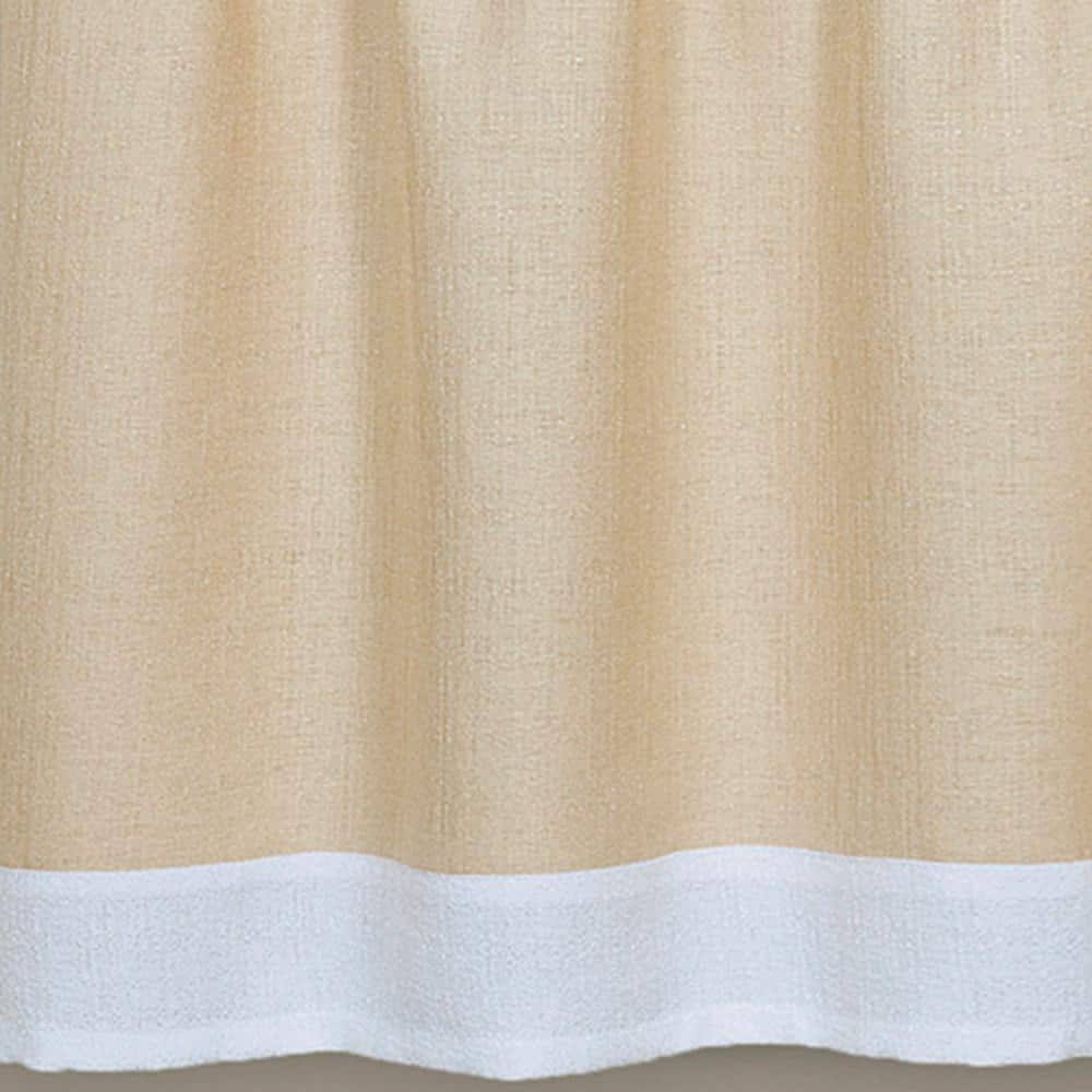 Tan and White Light Filtering Polyester Rod Pocket Drapes