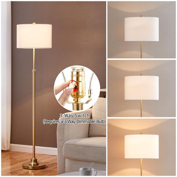 KAWOTI 63.5 in. Antique Brass Adjustable Standard Floor Lamp with