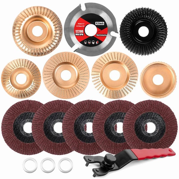 13-Pieces Angle Grinder Wood Carving Disc Kit with Tungsten Carbide Cutting Wheel for Grinding Sanding Shaping