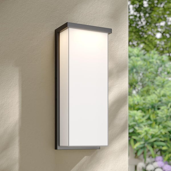 8 in. LED Light Powder Coated Black Outdoor White