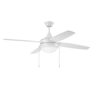 Phaze-4 Blade 52 in. Indoor Dual Mount 3-Speed Reversible Motor White Finish Ceiling Fan with Light Kit Included