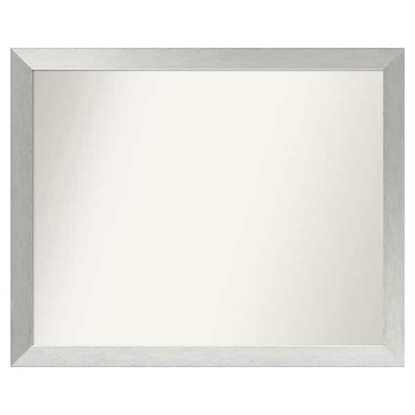 Amanti Art Brushed Sterling Silver 42 in. x 34 in. Custom Non-Beveled Wood Framed Bathroom Vanity Wall Mirror
