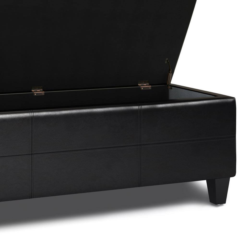 Afton 48" Brown Faux Leather Storage Ottoman Bench