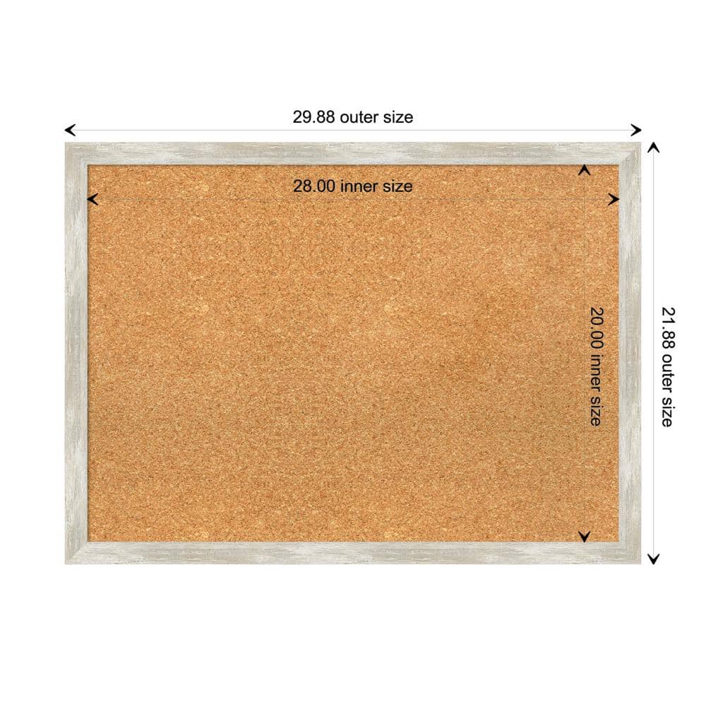 Natural Cork Board with Crackled Metallic Silver Frame