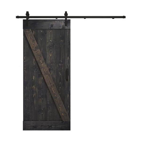 COAST SEQUOIA INC Z Series 36 in. x 84 in. Ebony DIY Knotty Wood Sliding Barn Door with Hardware Kit