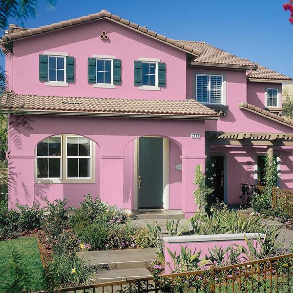 BEHR ULTRA 1 gal. #690B-4 Pink Begonia Flat Exterior Paint & Primer 485401  - The Home Depot