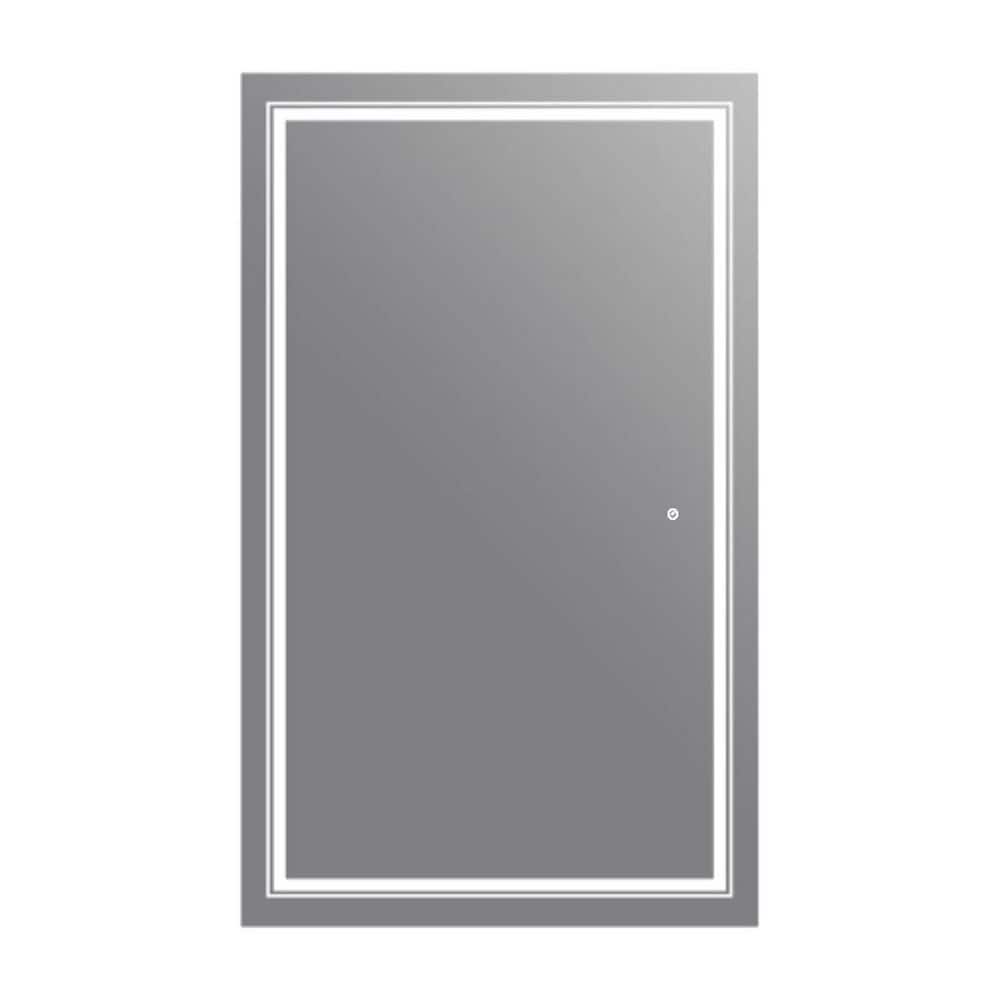 22 in. W x 48 in. H Rectangular Frameless LED Wall Mount Anti-Fog Modern Decorative Bathroom Vanity Mirror, White