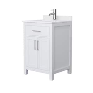 Beckett 24 in. W x 22 in. D x 35 in . H Single Bath Vanity in White with White Cultured Marble Top