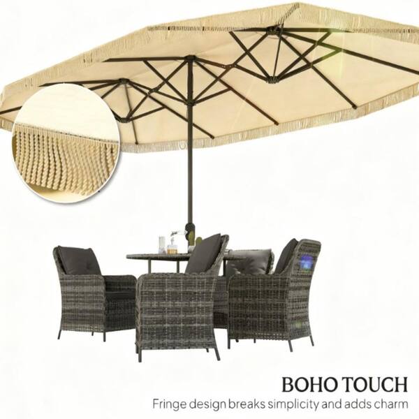 Extra Large Outdoor Umbrella,Rectangle Patio Umbrella with Fringe