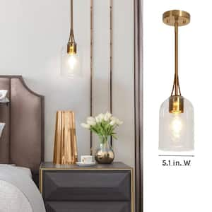 Modern Pendant Light 1-Light Brass Dome Island Mini Pendant Light with Clear Glass Shade for Kitchen, Foyer, Staircase