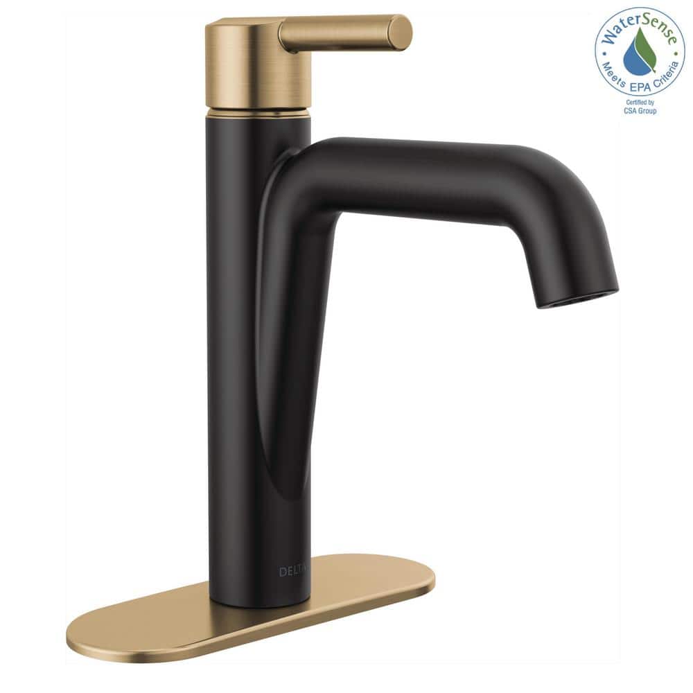 Matte Black and Champagne Bronze Single Handle Bathroom Faucet