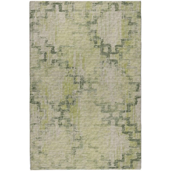 Dream Shag Premium Machine Washable Abstract ADS121 Green 8 ft. x 10 ft. Area Rug