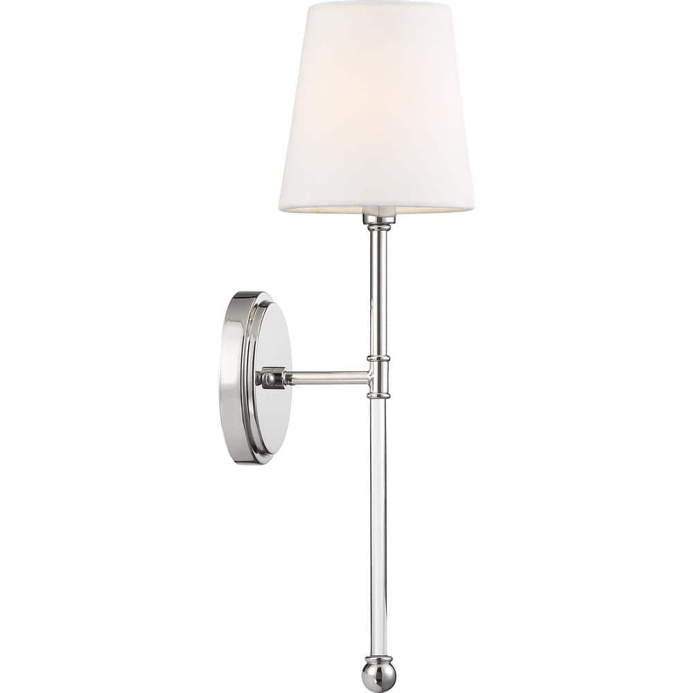 Olmsted 19" Polished Nickel Wall Sconce with White Linen Shade