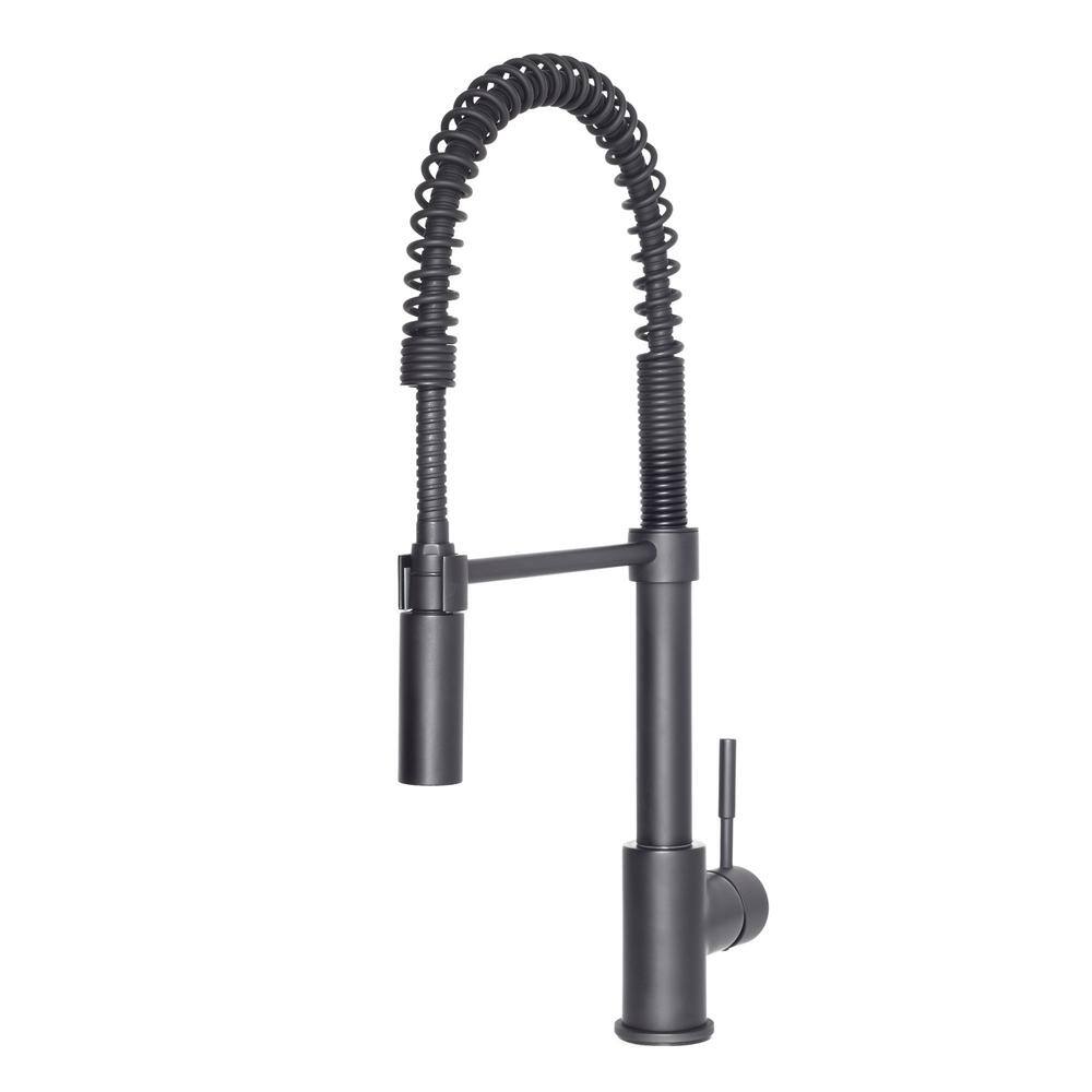 Matte Black Brass Kitchen Faucet with Pull-out Spray
