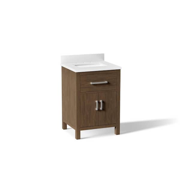 Kresla 25 in. Freestanding Draper Oak Bath Vanity with White Quartz Top