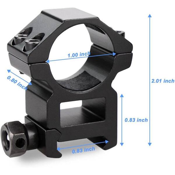 1 Inch Scope Mount Rings - 2 High & 2 Medium Profile Picatinny Rail Mounts (4 Pack)