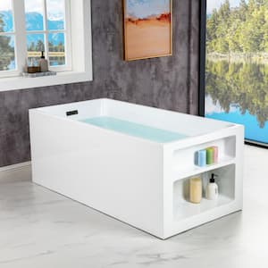 Bradbury 59 in. Acrylic Freestanding Rectange Soaking Bathtub with Drain and Overflow Included in White