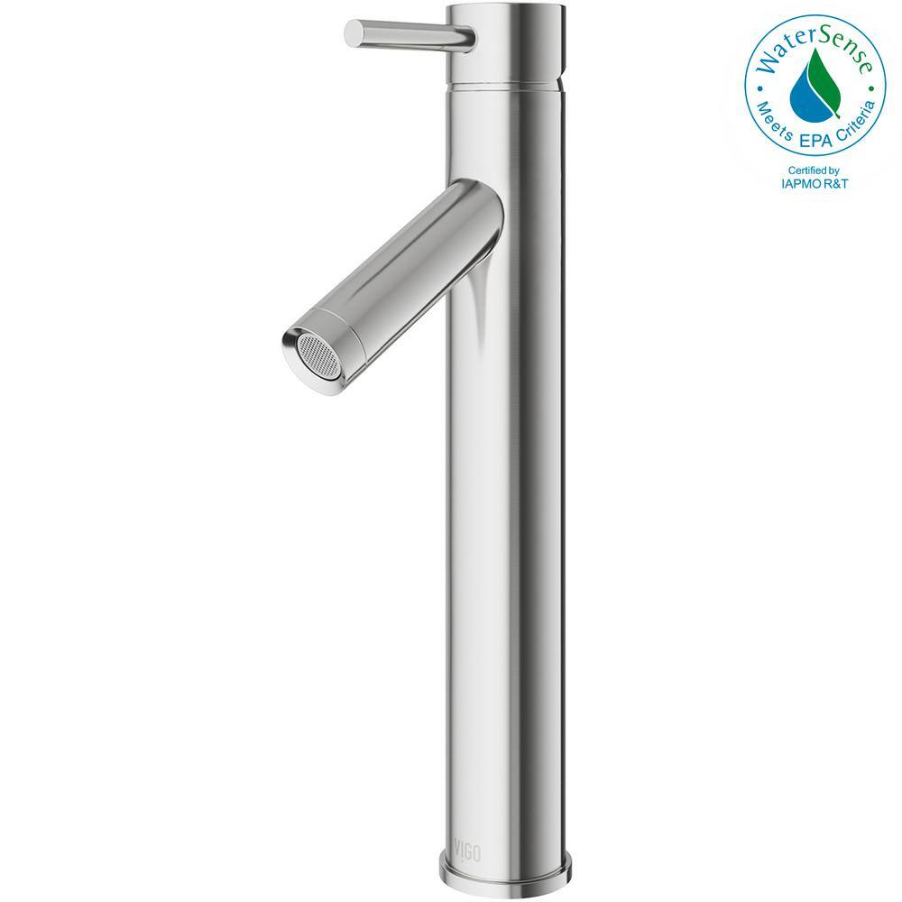 Brushed Nickel 12 3/4" Brass Single Hole Vessel Faucet