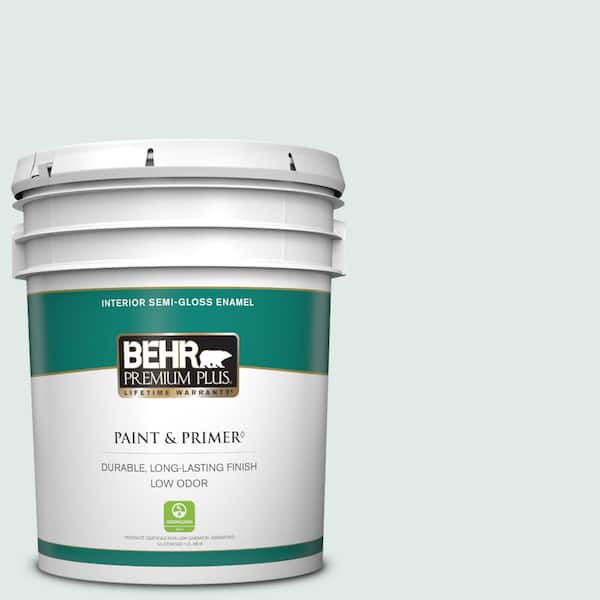 BEHR PREMIUM PLUS 5 gal. #W-D-520 Clear View Semi-Gloss Enamel Low Odor Interior Paint & Primer