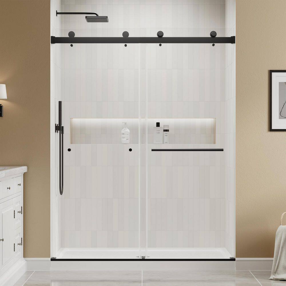 43-48 in. W x 76 in. H Double Sliding Frameless Shower Door in Matte Black with 1/4 in. Clear Glass price history on PriceWatchPro