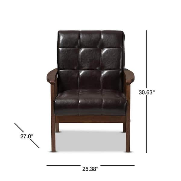 Baxton Studio Masterpiece Mid Century Dark Brown Faux Leather