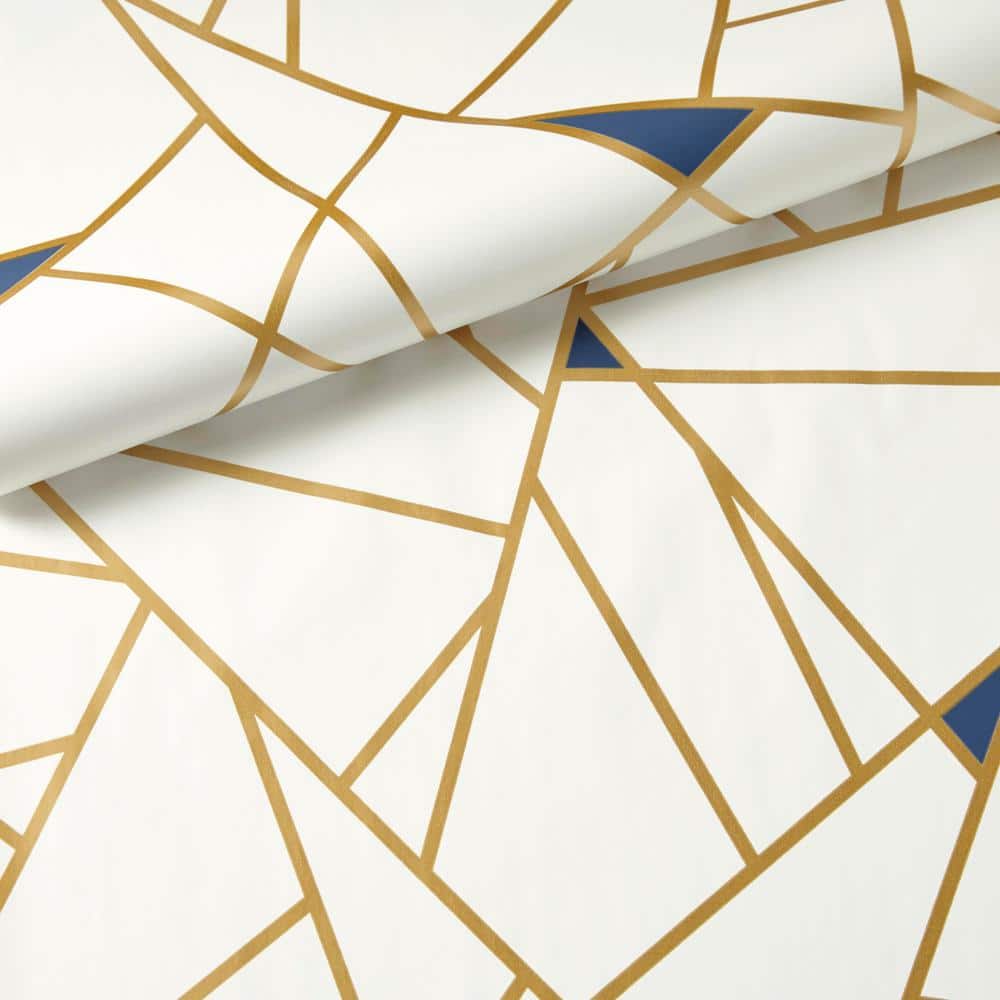 Gold Geometric Abstract Peel and Stick Wallpaper, 20.5" x 198"