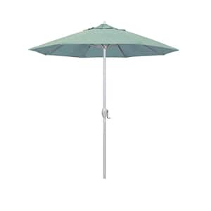 7.5 ft. Matted White Aluminum Market Patio Umbrella Auto Tilt in Spa Sunbrella