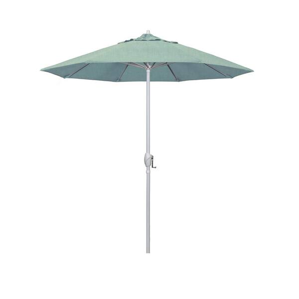 California Umbrella 7.5 ft. Matted White Aluminum Market Patio Umbrella Auto Tilt in Spa Sunbrella
