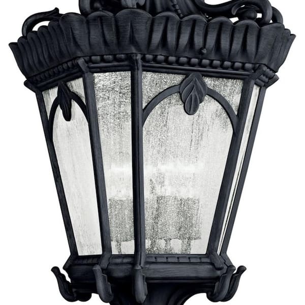 Tournai 4-Light Black Outdoor Porch Hanging Pendant Light with Clear Seeded Glass (1-Pack)