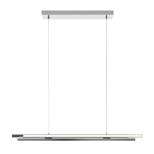 Indra 40-Watt 3-Light Satin Nickel Integrated LED Pendant Light with Metal Shade