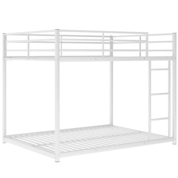 STICKON White Full Size Over Size Full Metal Bunk Bed with Ladder