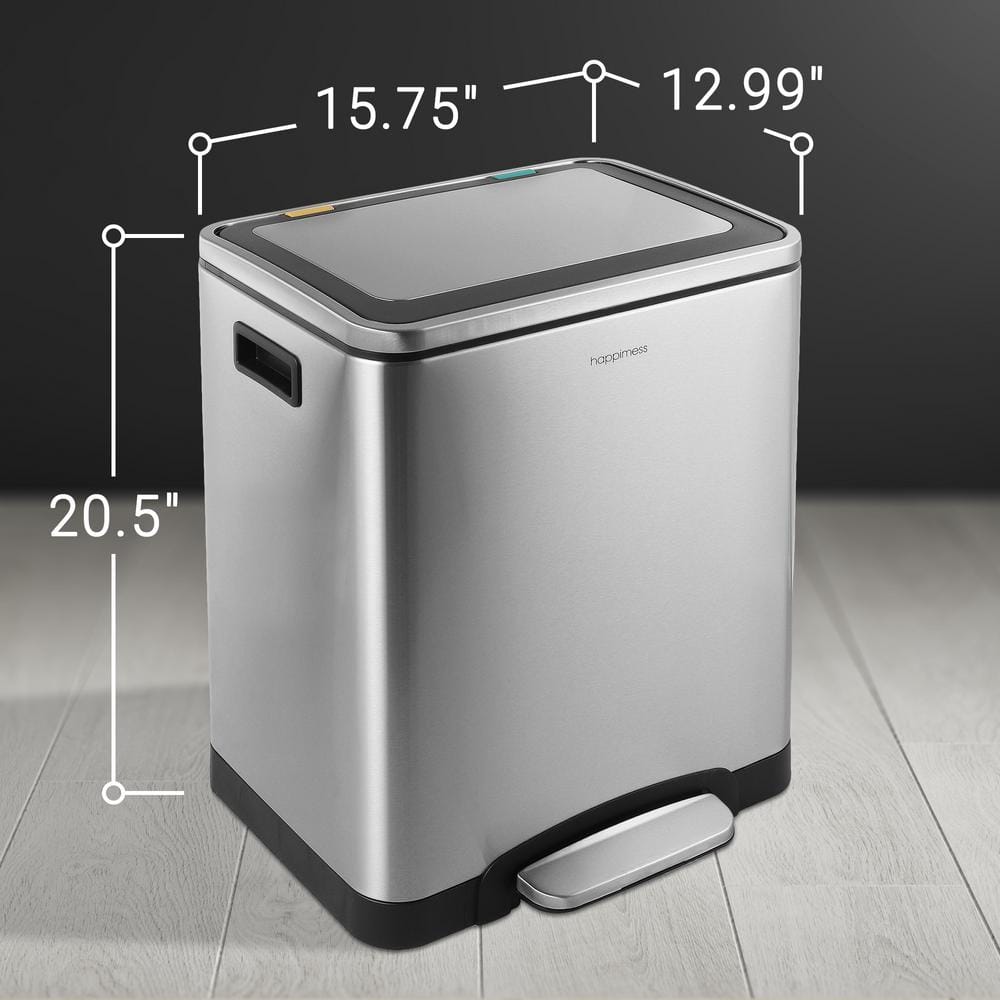 Elmo 8-Gallon Brushed Stainless Steel Kitchen Step Trash Can