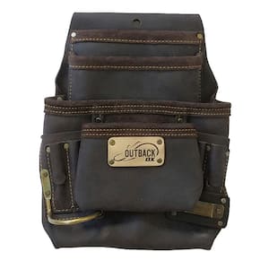 Brown Oil Tanned Leather 10-Pocket Nail and Tool Pouch