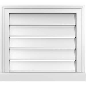 20 in. x 18 in. Vertical Surface Mount PVC Gable Vent: Functional with Brickmould Sill Frame