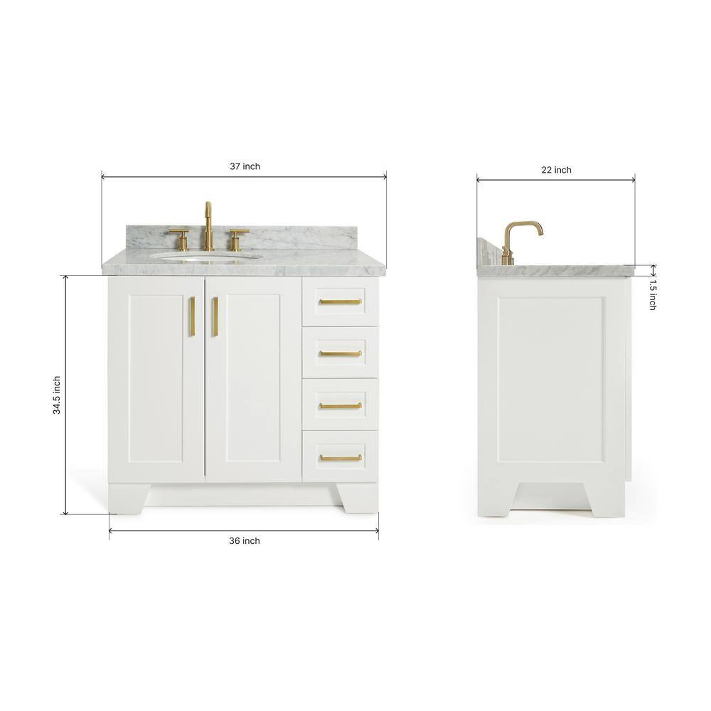 Taylor 37" White Marble Top Single Sink Vanity