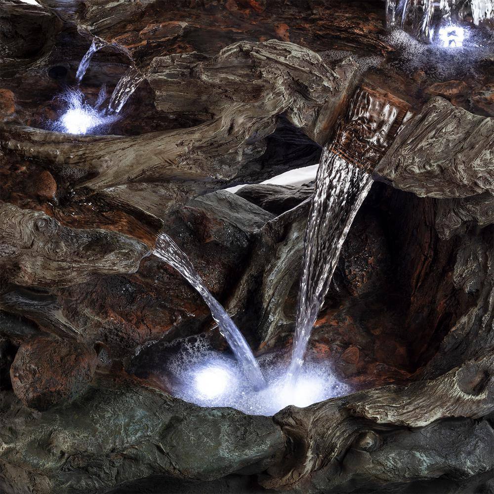 40" Brown Polystone 3-Tier Rainforest LED Fountain