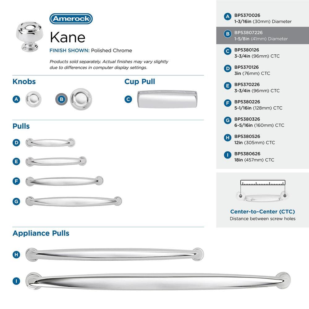 Kane Polished Chrome 1-5/8 inch Round Cabinet Knob