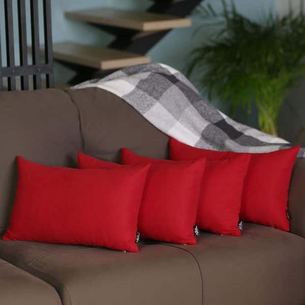 MIKE & Co. NEW YORK Honey Decorative Throw Pillow Cover Solid Color 12 in. x 20 in. Red Lumbar Pillowcase Set of 4