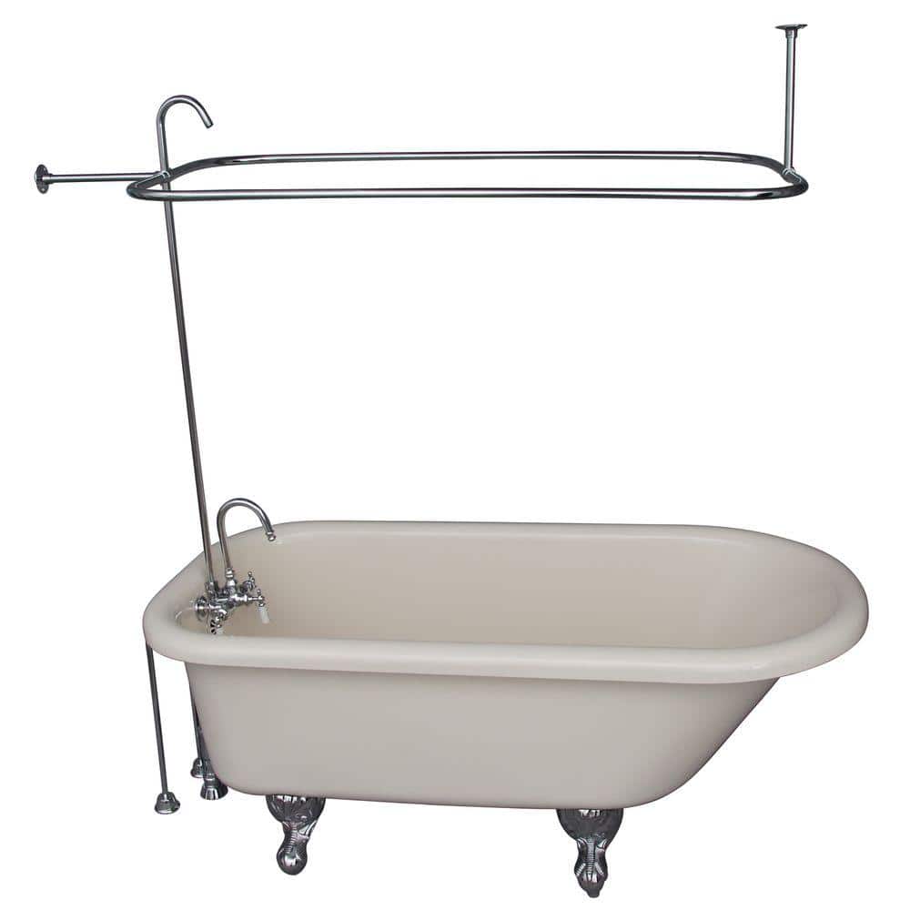 Barclay TKADTR60-BCP1 Anthea 60″ Acrylic Roll Top Tub Kit in Bisque – Polished Chrome Accessories main image 0