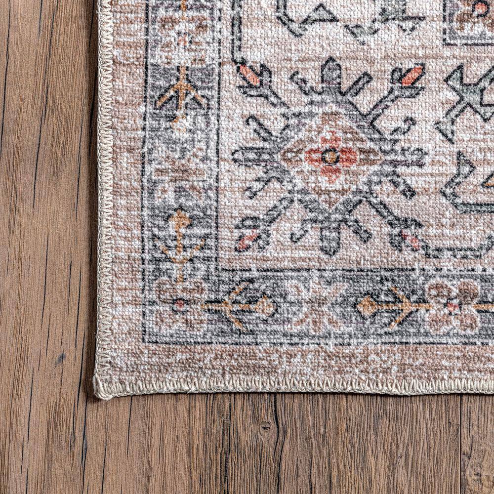 Eco-Friendly Beige Synthetic 4' x 6' Washable Area Rug