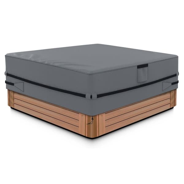 Outdoor Waterproof Protective Cover Square Hot Tub Cover, Gray-91.5 in. L x 91. 5 in. W x 20 in. H
