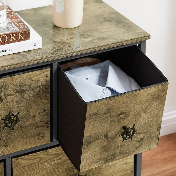 Extra Wide Dresser Storage Gray 5-Drawers 31.5 in.D Dresser with Sturdy Steel Frame, Easy-Pull Fabric Bins 11.8 in. W