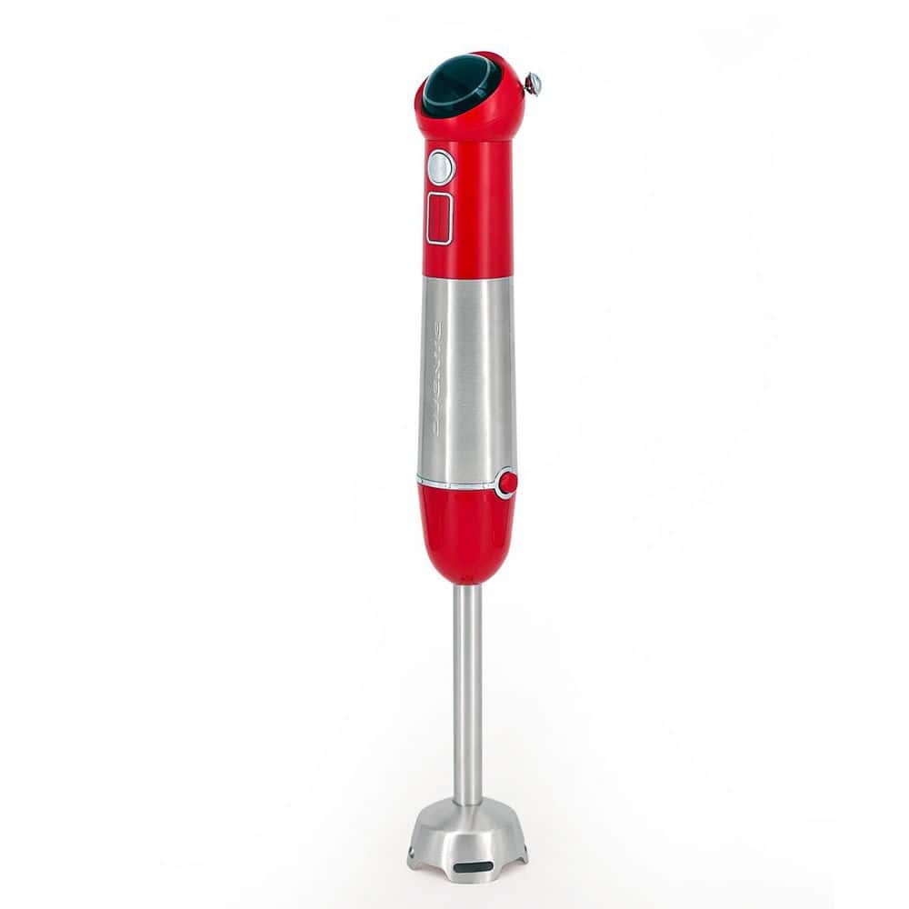 Immersion Blender Red Stainless Steel Blades Rechargeable 300W Hand Mixer 2-Speed Pulse Activating Sensor