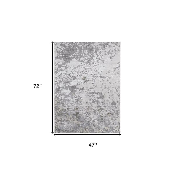 2 ft. x 8 ft. Silver, Gray Abstract Area Rug